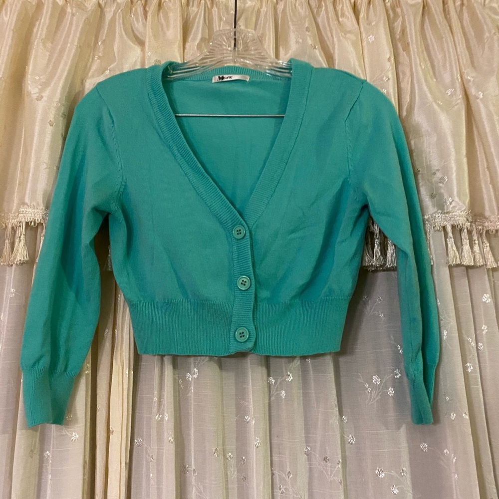 MAK cropped cardigan mint